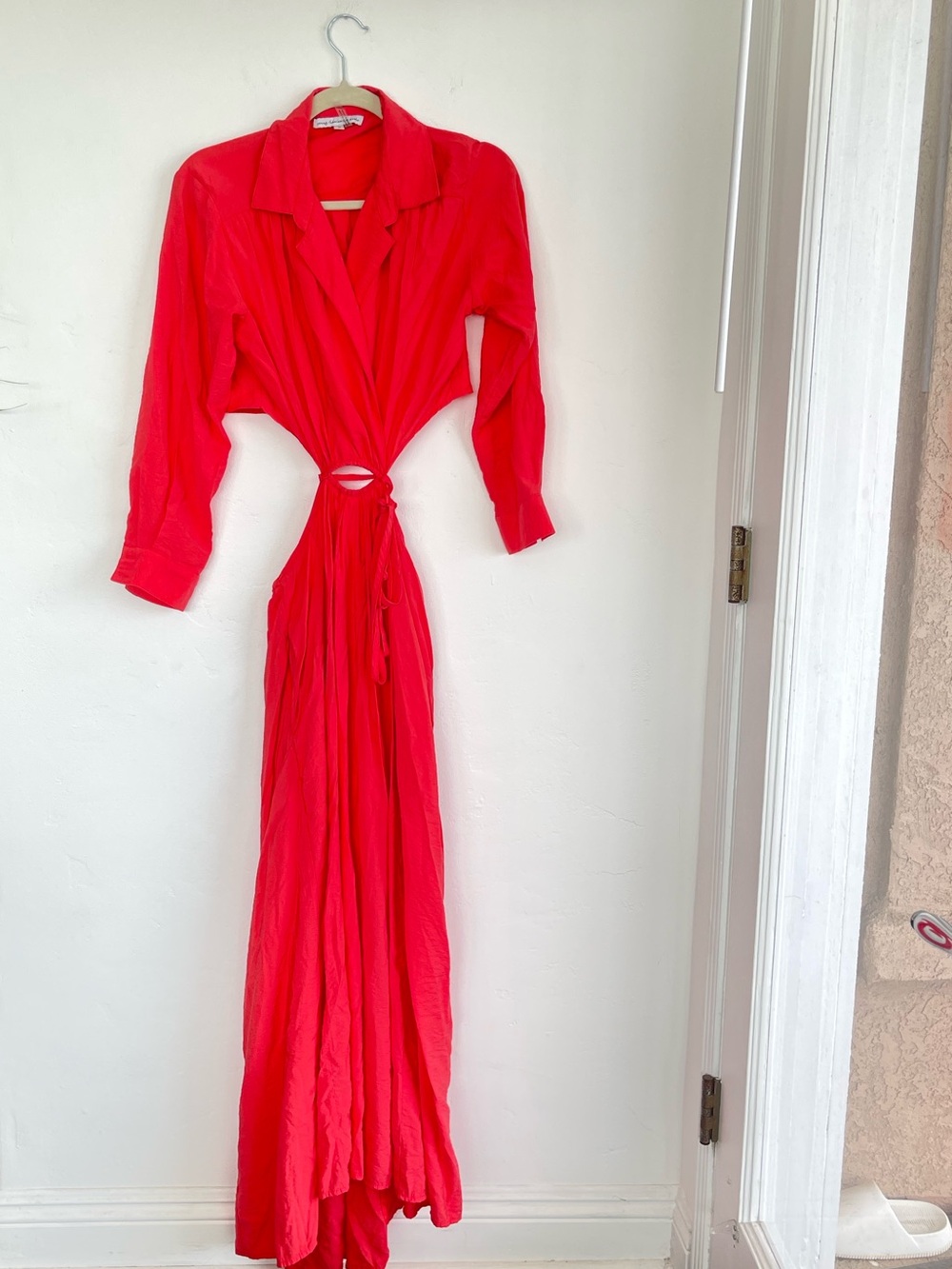 NWOT YFB Long Sleeve Cutout Maxi Dress -coral red
